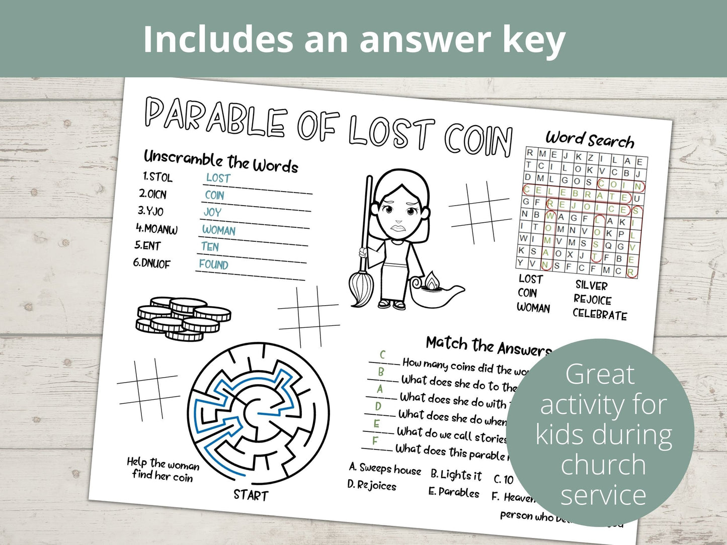 Parable of Lost Coin Printable Activity Page