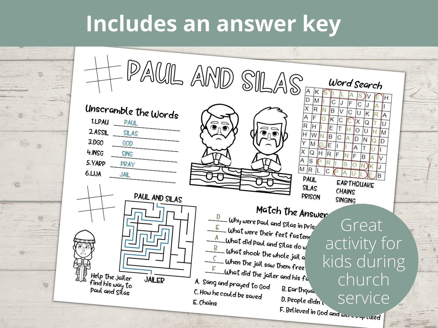 Paul and Silas Printable Activity Page