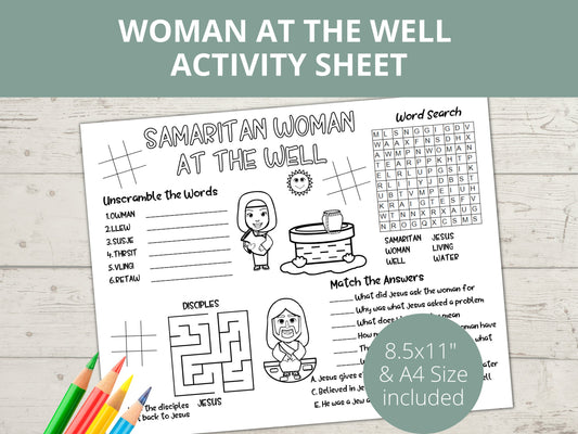 Samaritan Woman and the Well Printable Activity Page