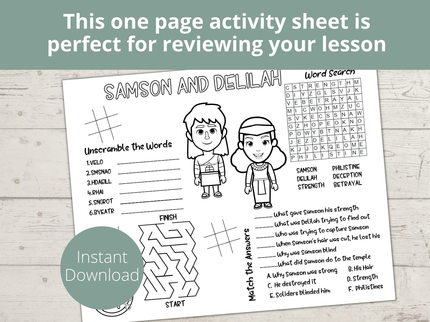 Samson and Delilah Printable Activity Page