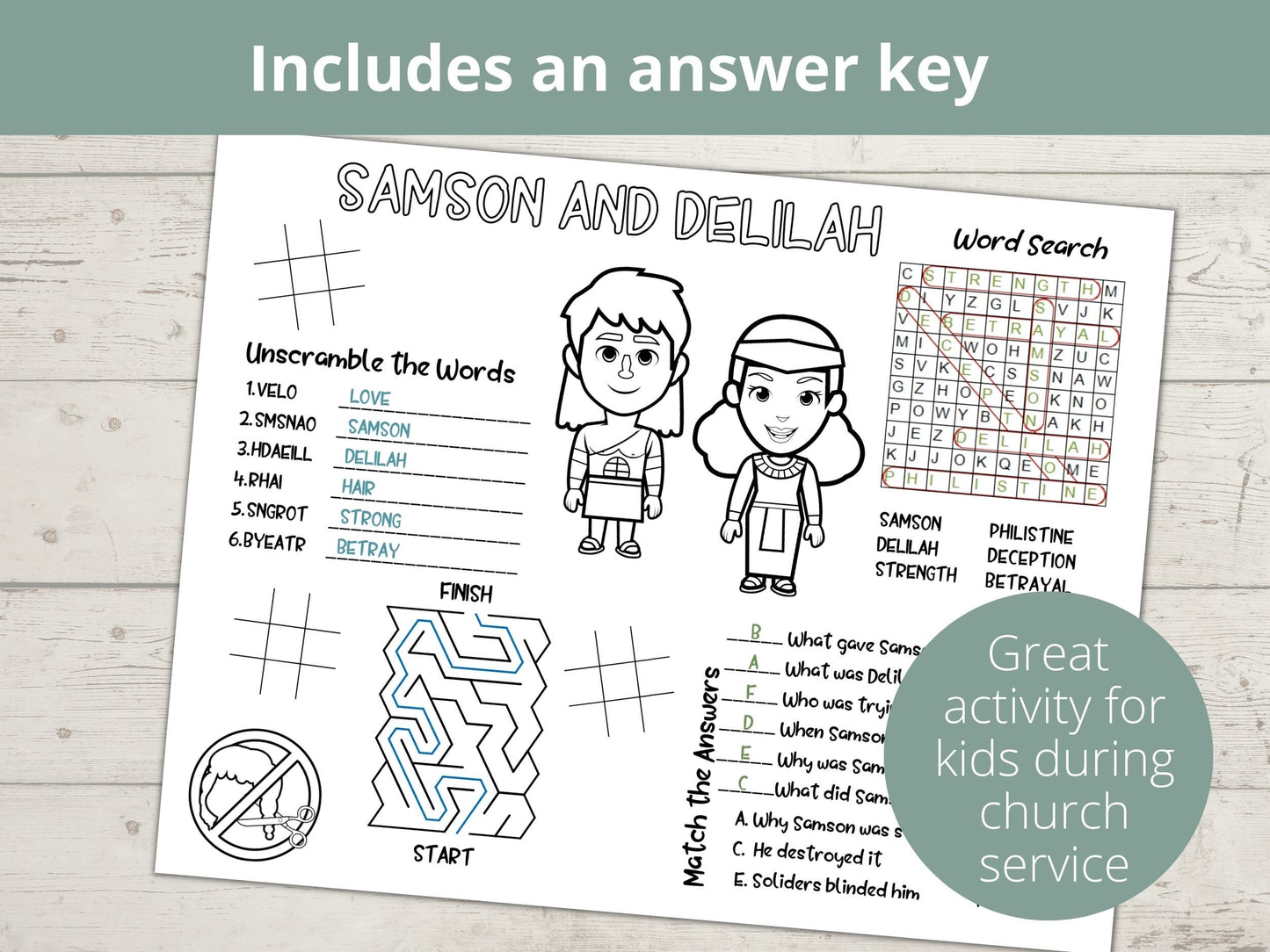 Samson and Delilah Printable Activity Page