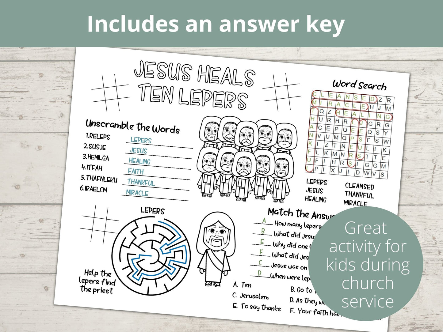 Jesus Heals the Ten Lepers Printable Activity Page