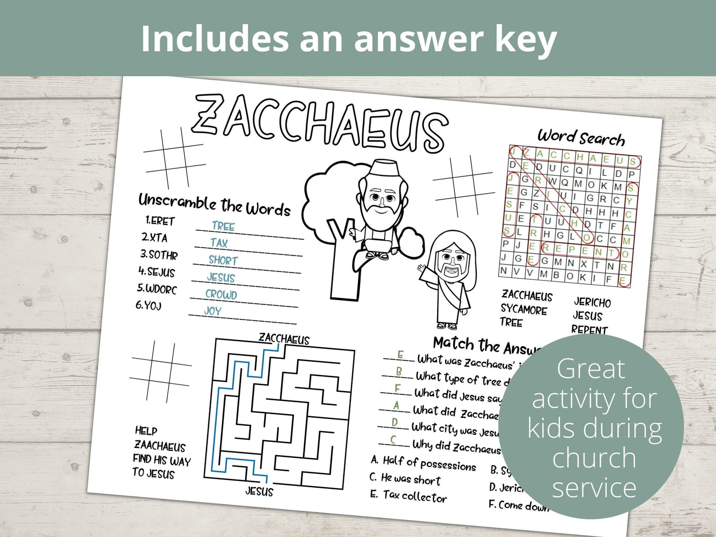 Zacchaeus Printable Activity Page