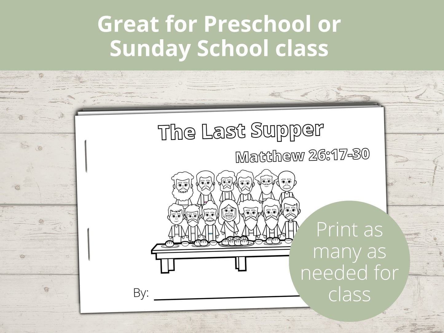 Last Supper Printable Half Page Book