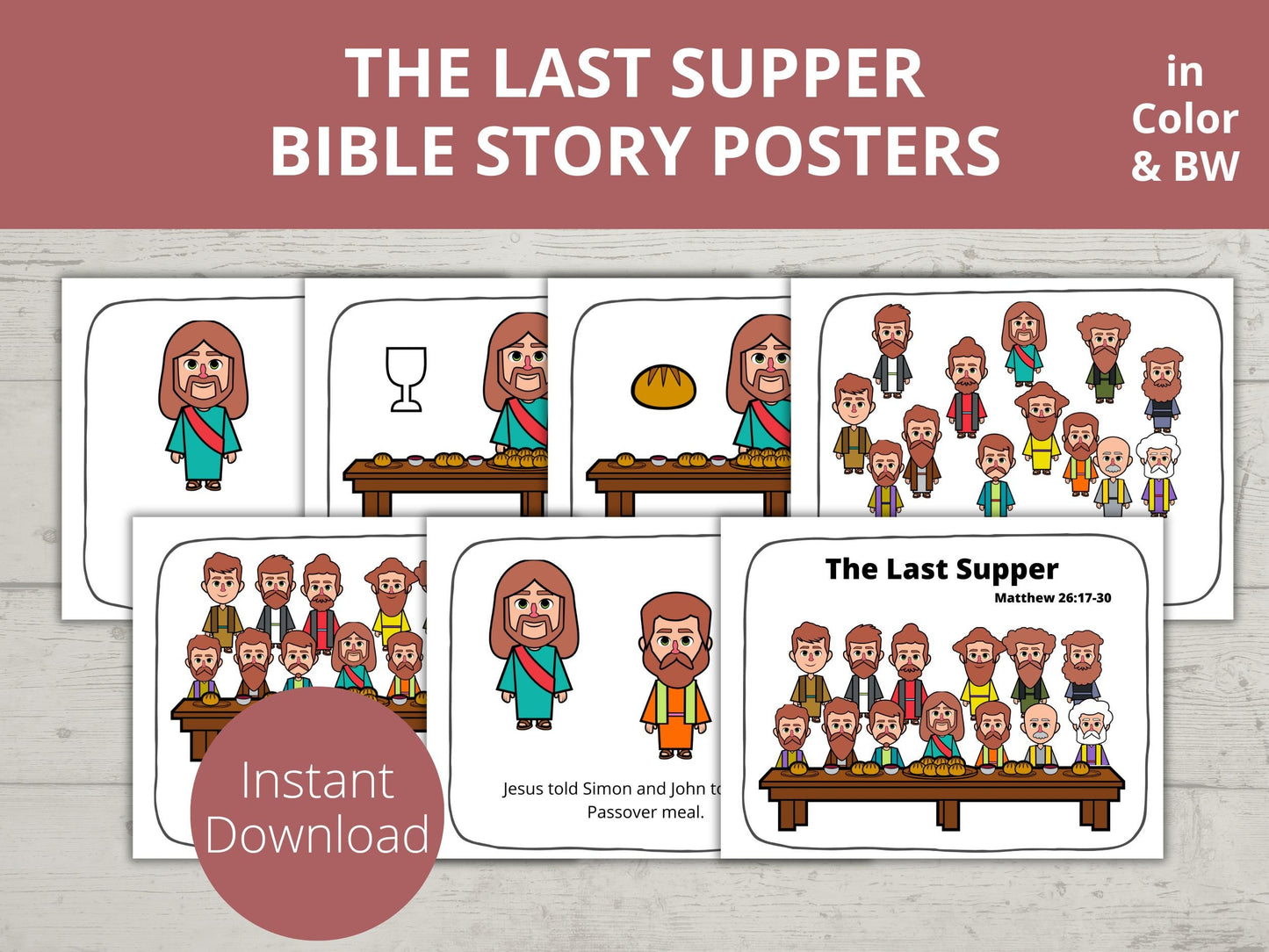 The Last Supper Printable Posters and Coloring Pages