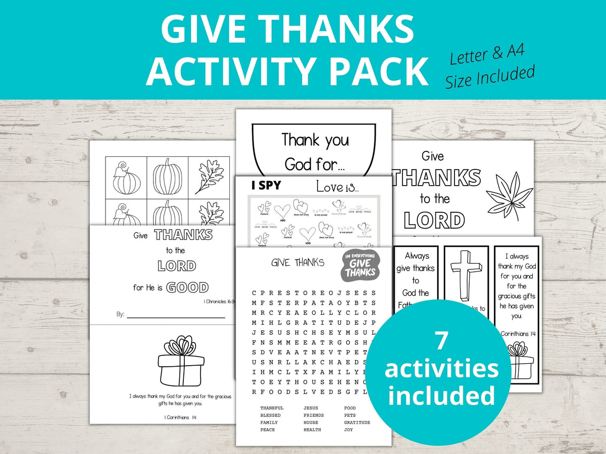 Give Thanks to the Lord Printable Activity Pack – Stored Up Treasure