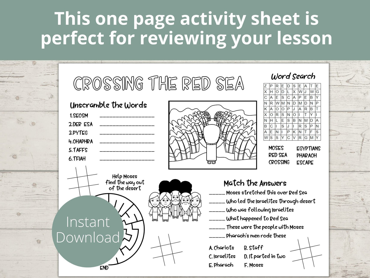 Crossing the Red Sea Printable Activity Page