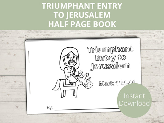 Jesus Triumphant Entry to Jerusalem Printable Half Page Book