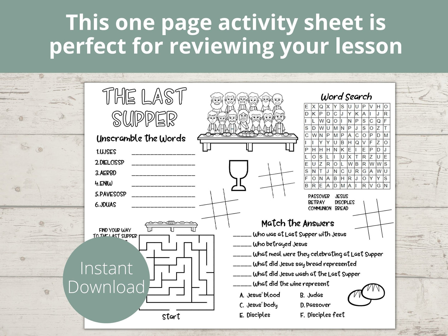 Last Supper Printable Activity Page