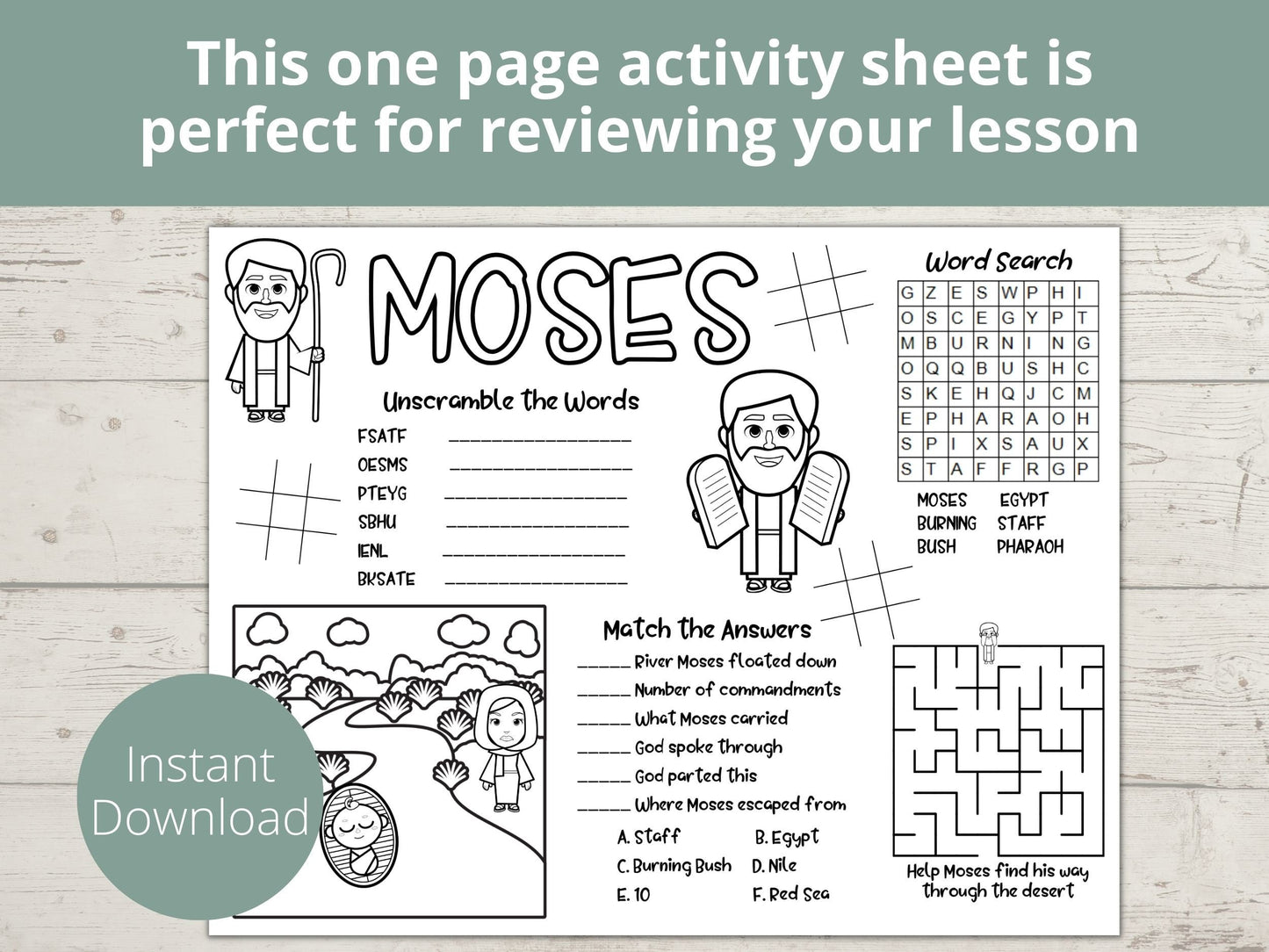 Moses Printable Activity Page