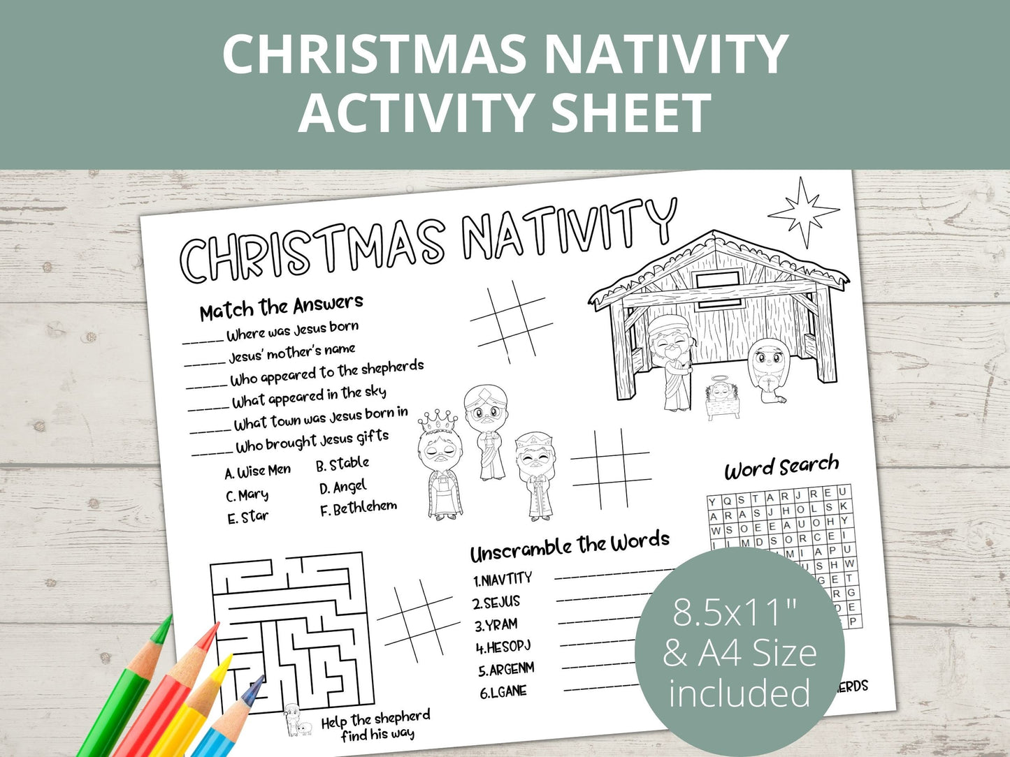 Christmas Nativity Printable Activity Page