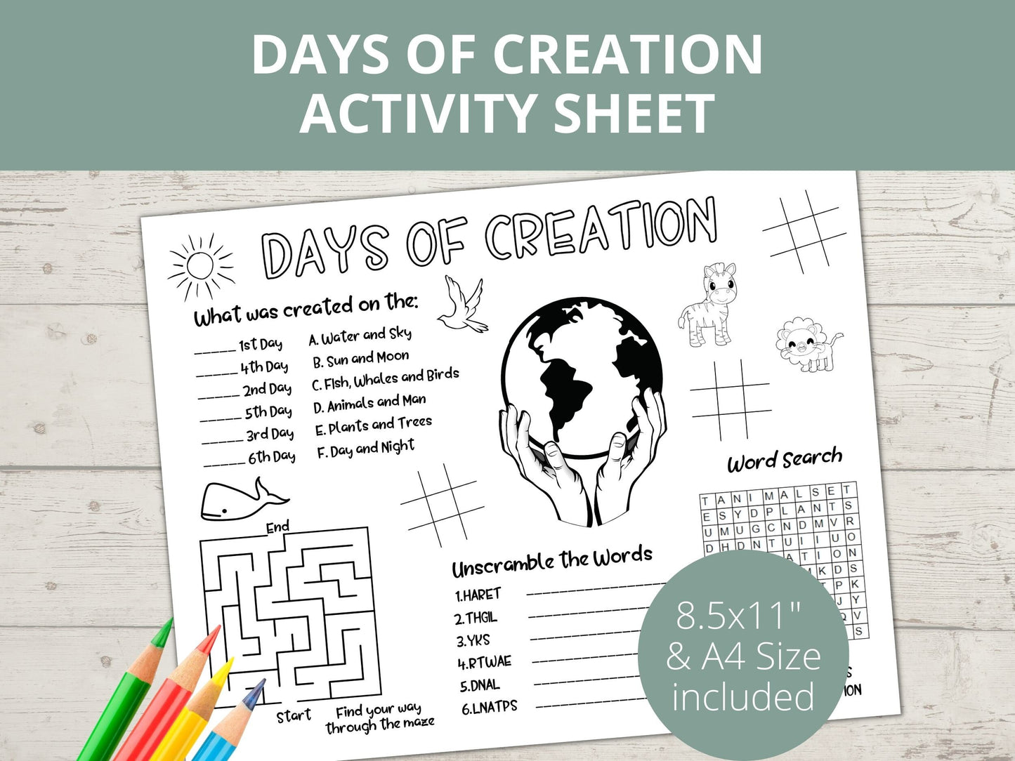 Days of Creation Printable Activity Page