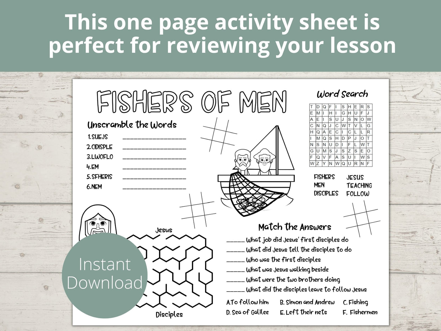 Fishers of Men Printable Activity Page