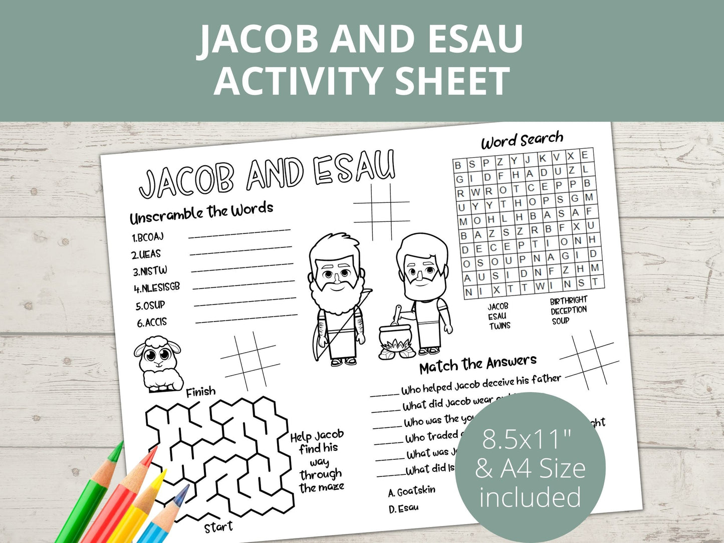 Jacob and Esau Printable Activity Page