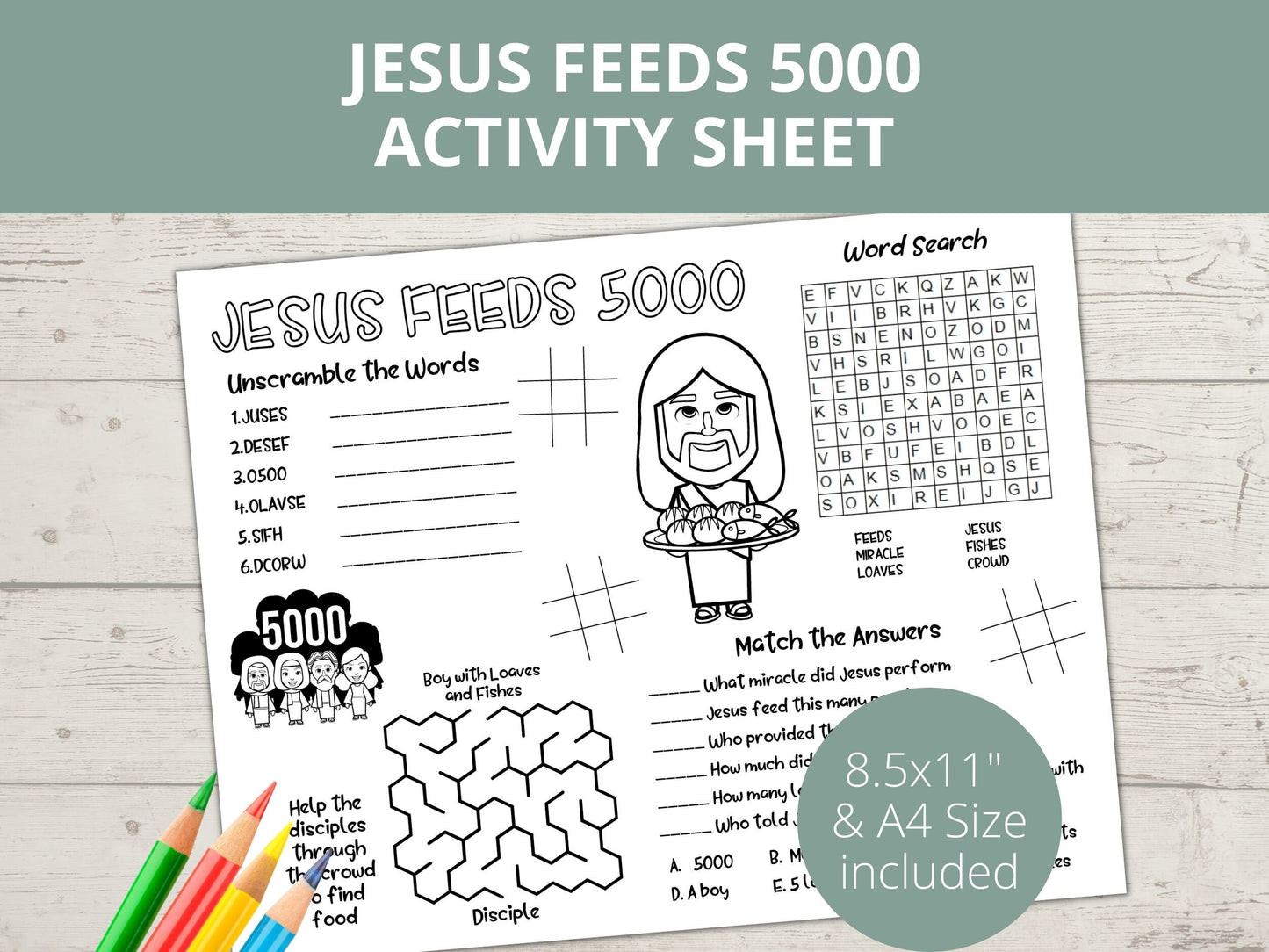 Jesus Feeds 5000 Printable Activity Page