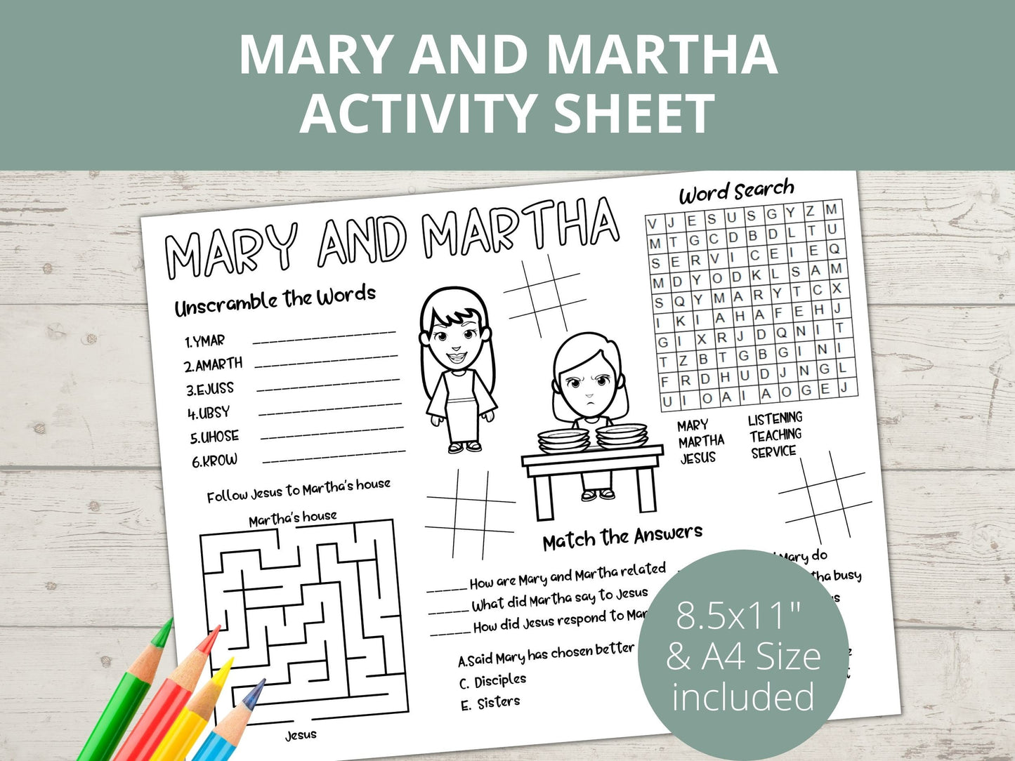 Mary and Martha Printable Activity Page