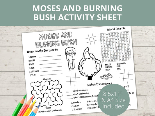 Moses and Burning Bush Printable Activity Page