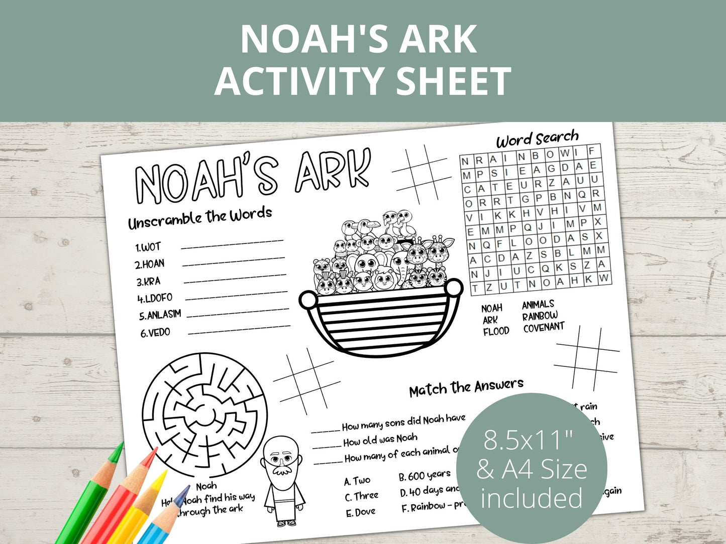 Noah's Ark Printable Activity Page