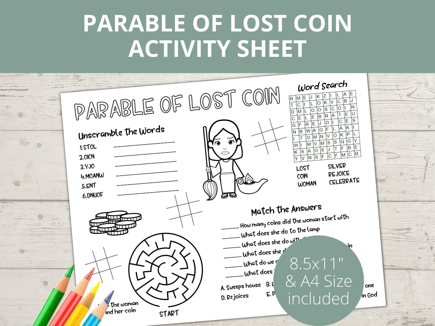 Parable of Lost Coin Printable Activity Page