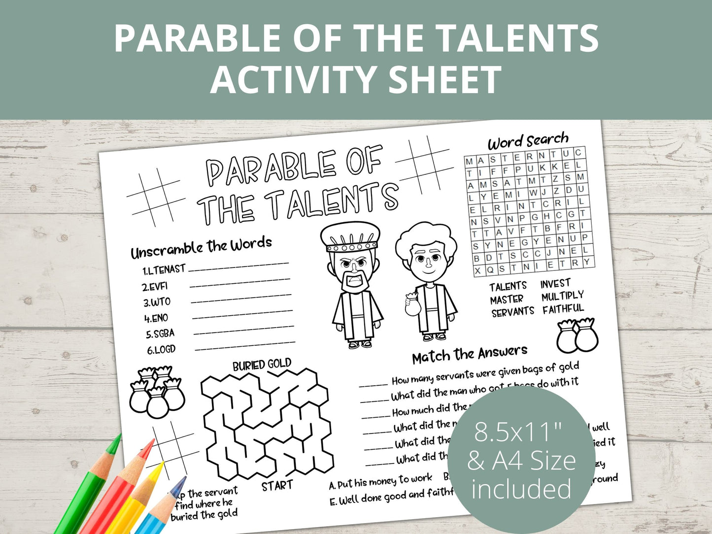 Parable of the Talents Printable Activity Page