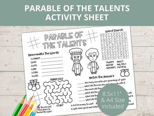 Parable of the Talents Printable Activity Page