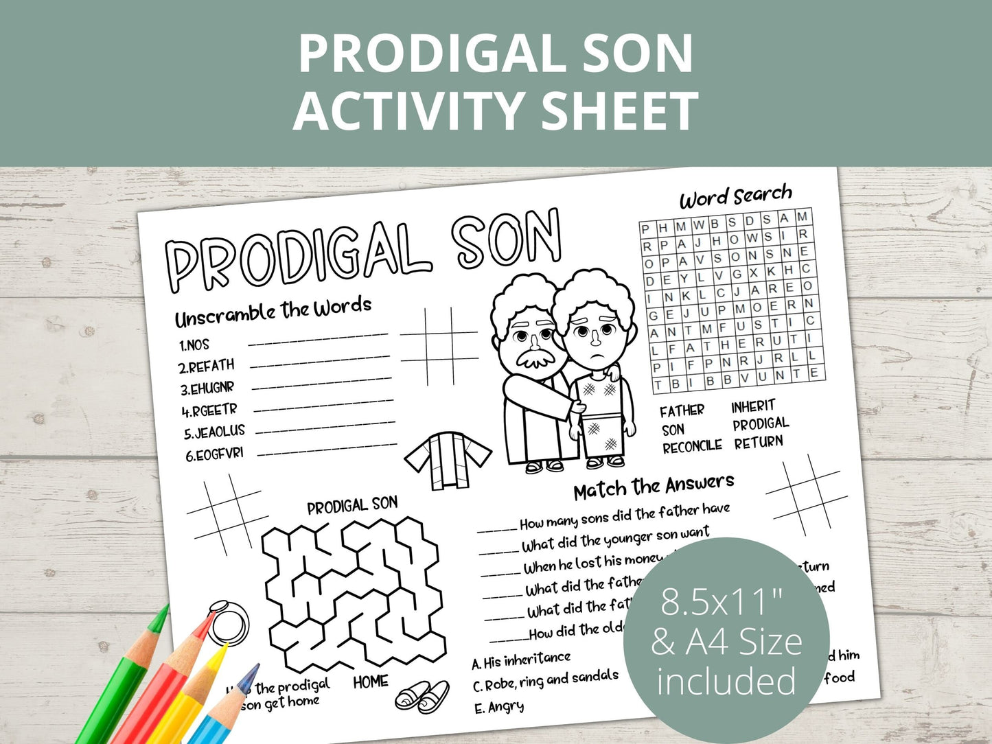 Prodigal Son Printable Activity Page