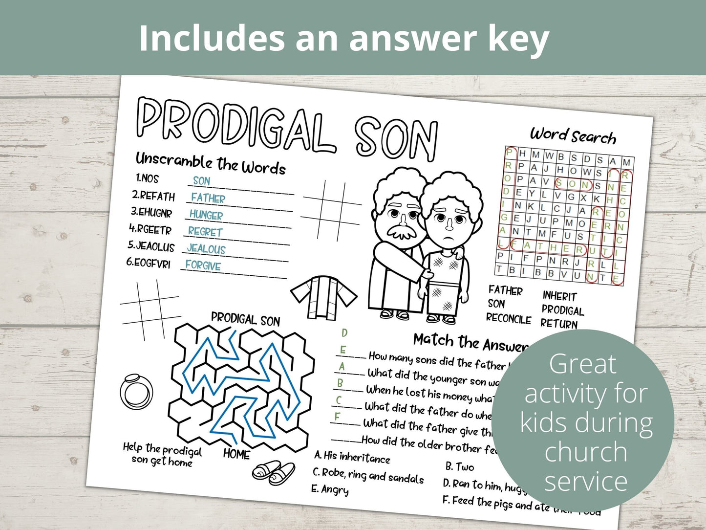 Prodigal Son Printable Activity Page