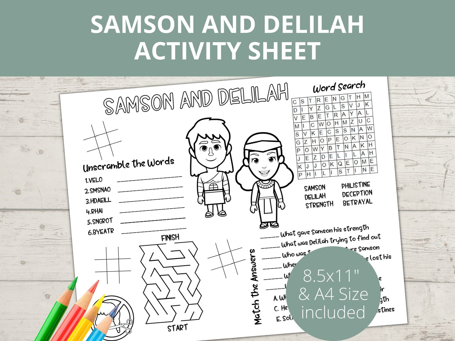 Samson and Delilah Printable Activity Page