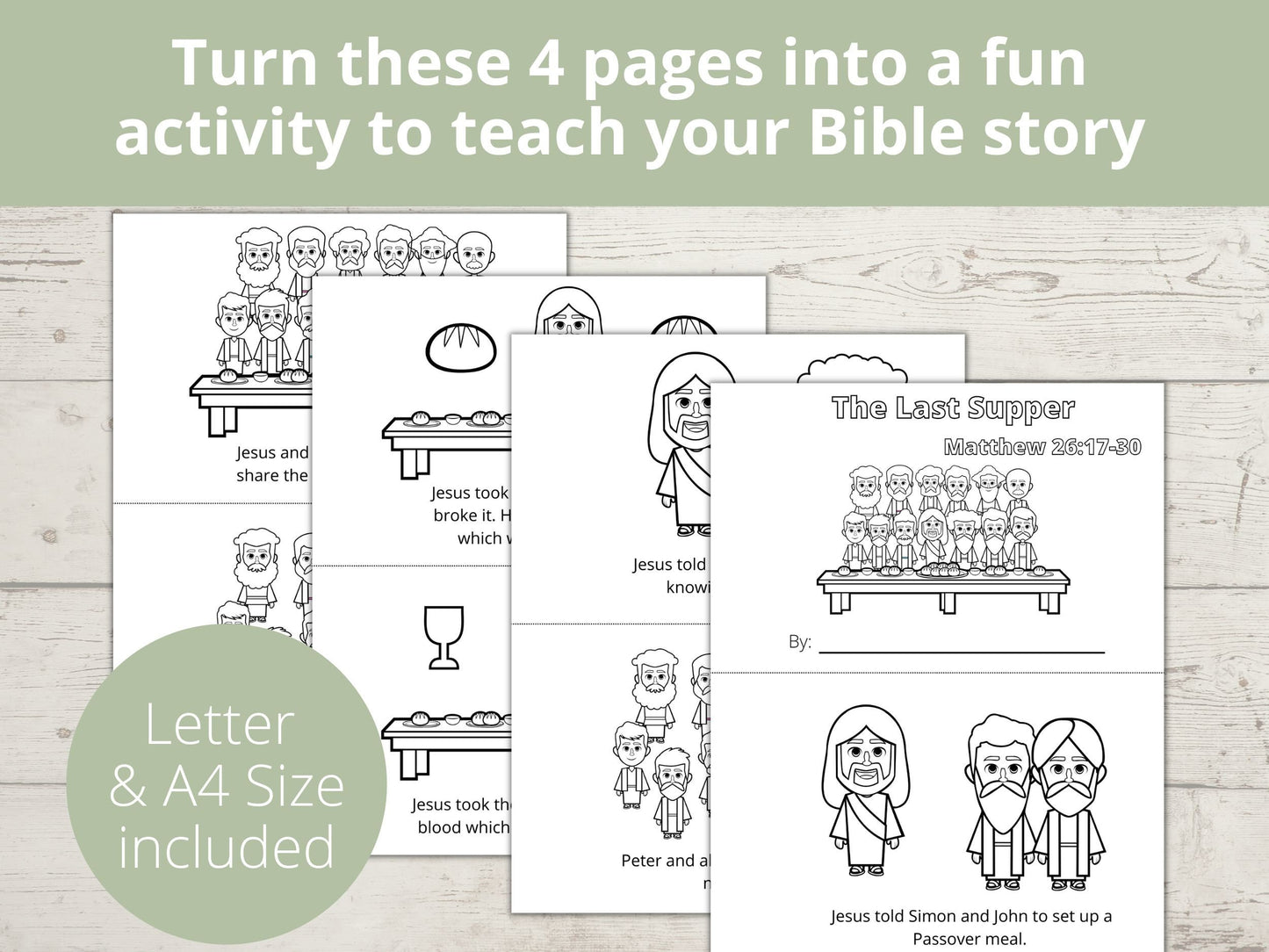 Last Supper Printable Half Page Book