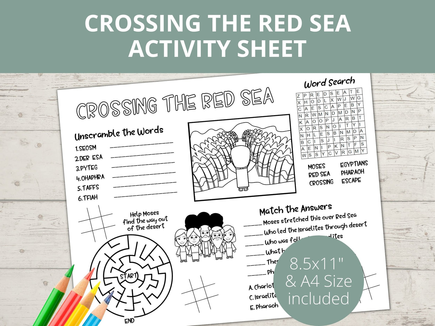 Crossing the Red Sea Printable Activity Page