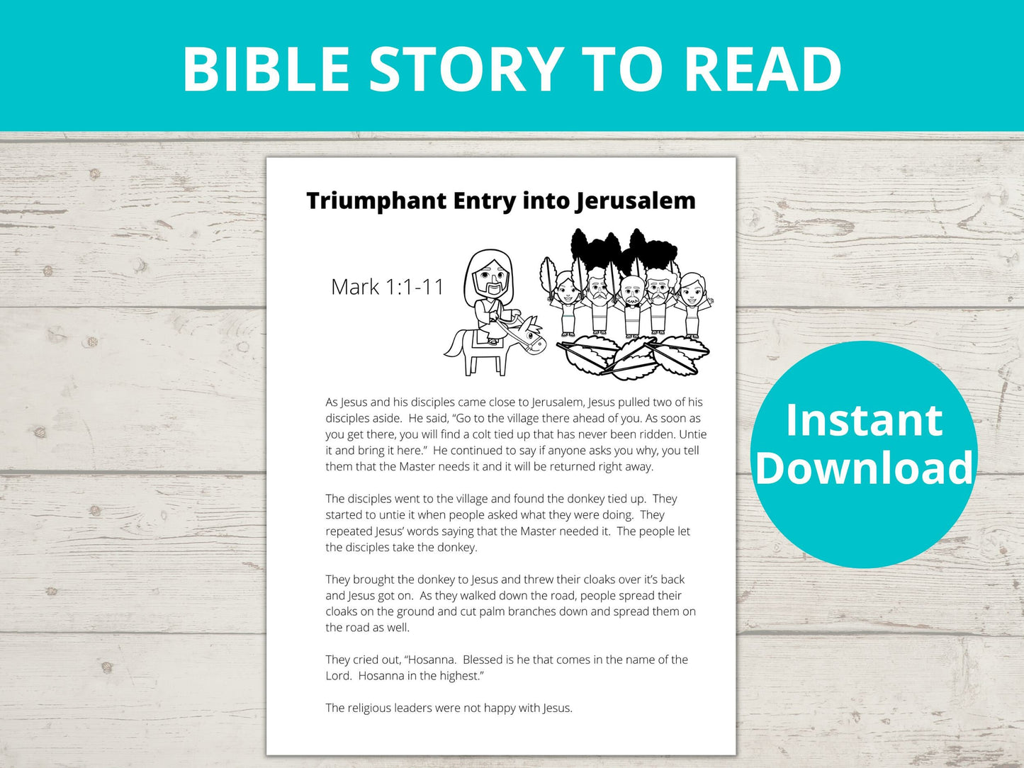 Jesus Triumphant Entry to Jerusalem Printable Activity Pack