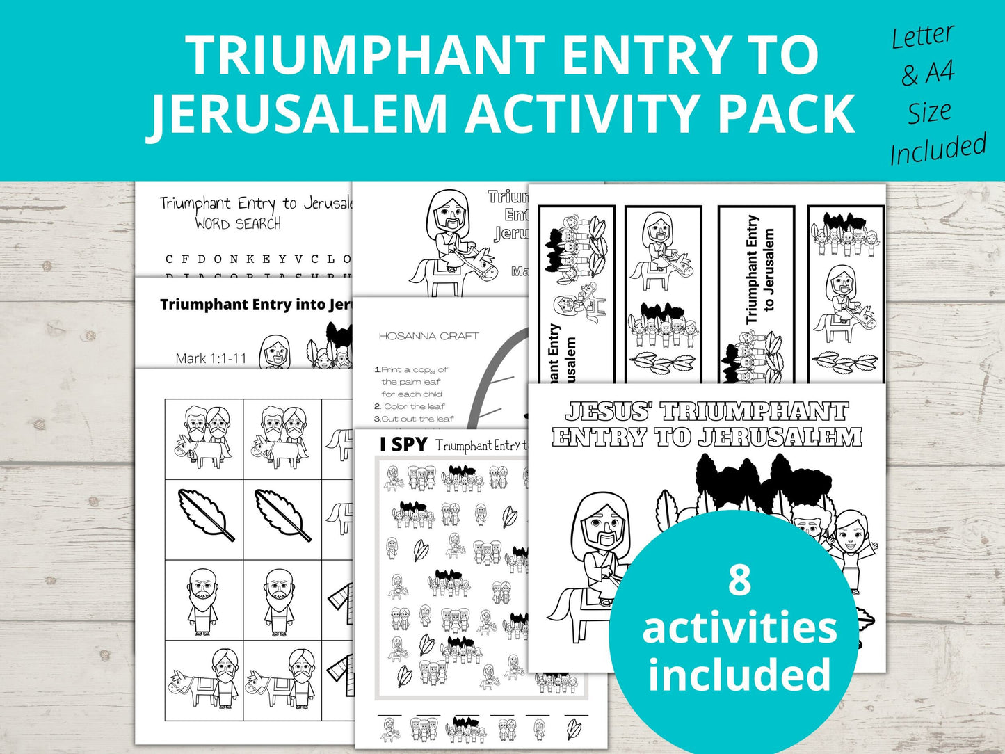 Jesus Triumphant Entry to Jerusalem Printable Activity Pack