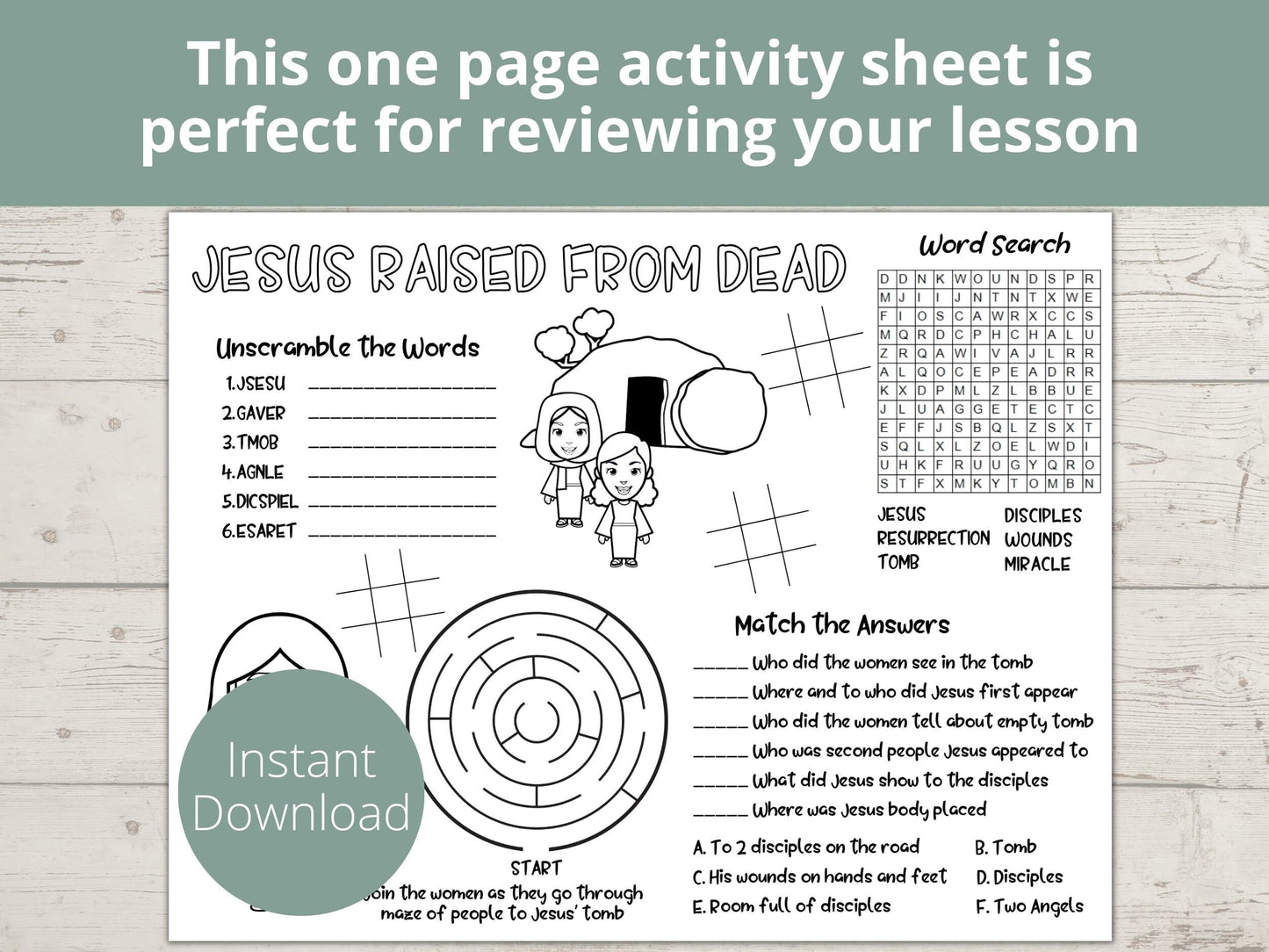 Jesus is Raised from the Dead Printable Activity Page