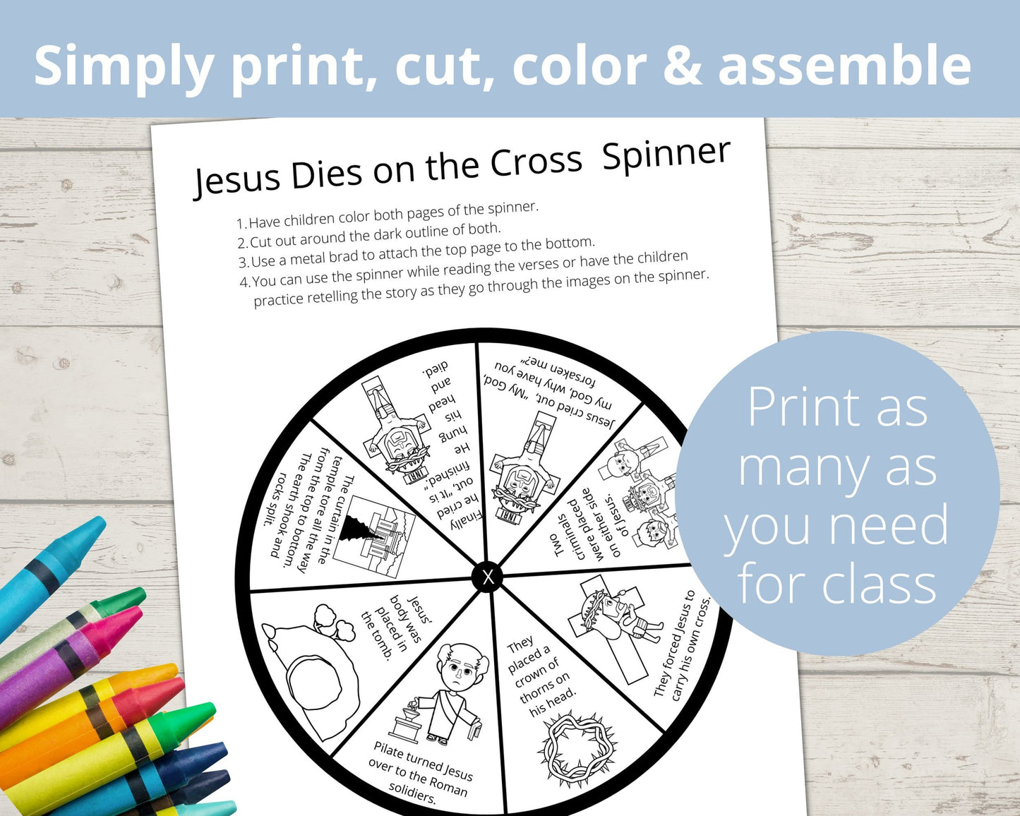 Jesus Dies on the Cross Printable Spinner