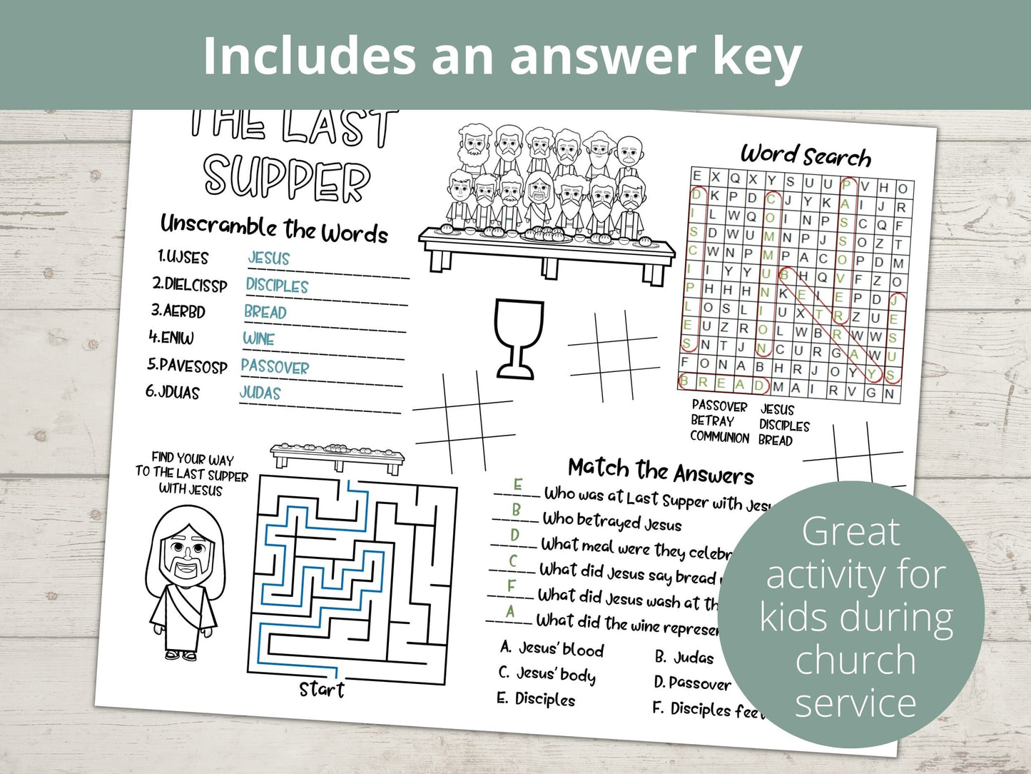 Last Supper Printable Activity Page