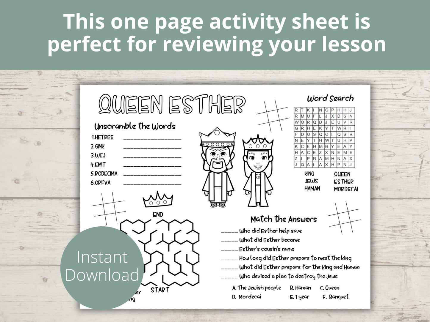 Queen Esther Printable Activity Page