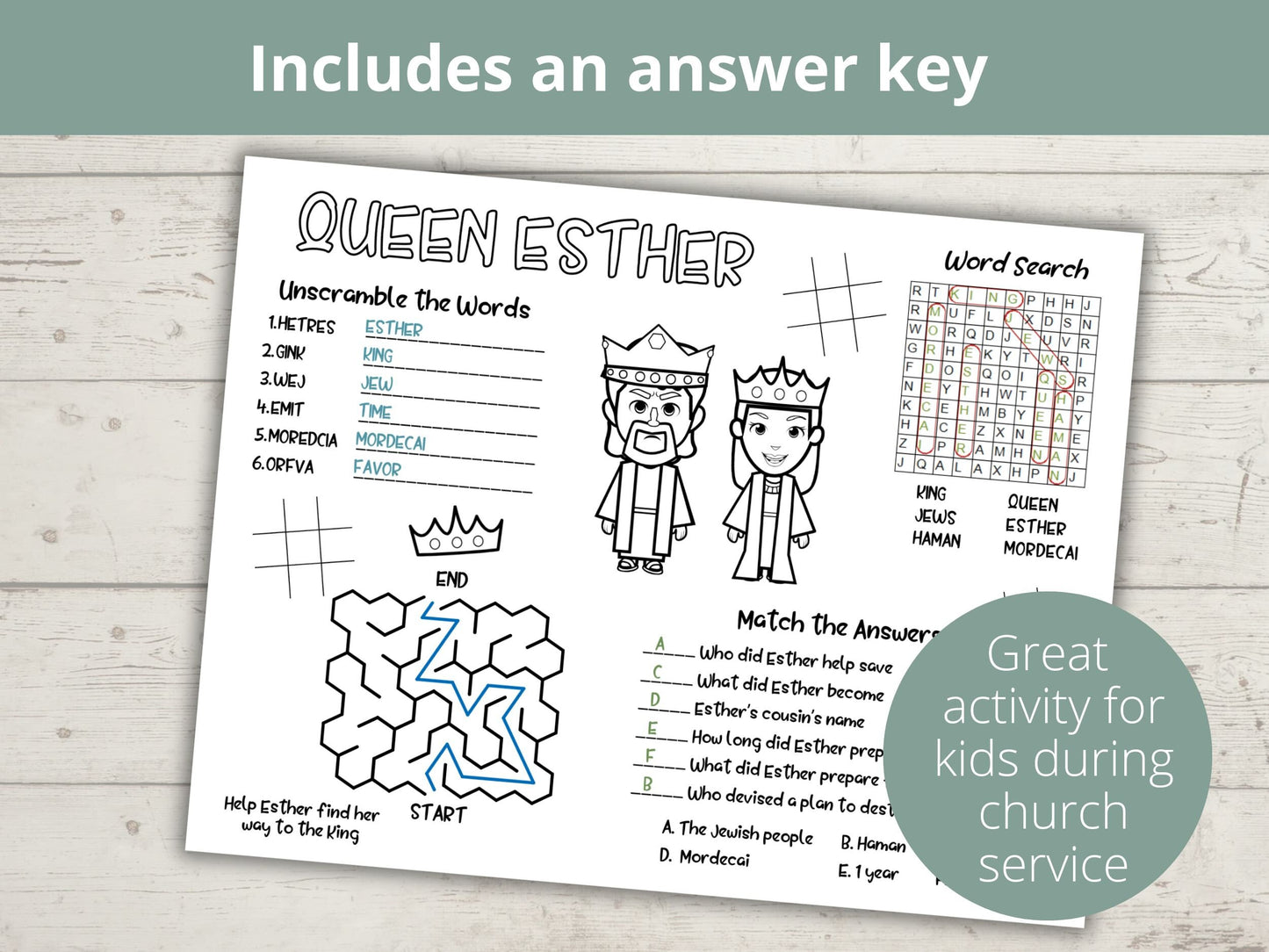 Queen Esther Printable Activity Page