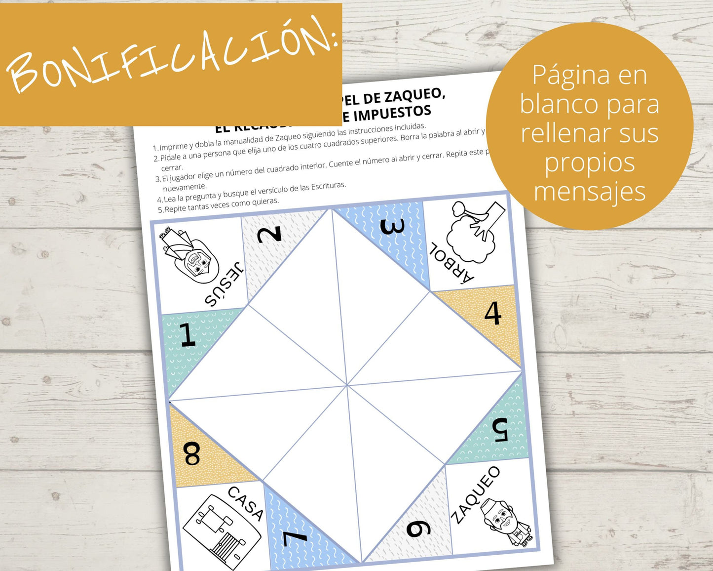 Spanish - Zacchaeus Printable Cootie Catcher