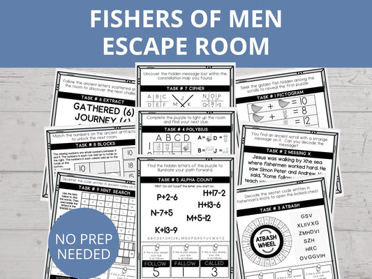 Fishers of Men Printable Escape Room for Kids - 9 puzzles