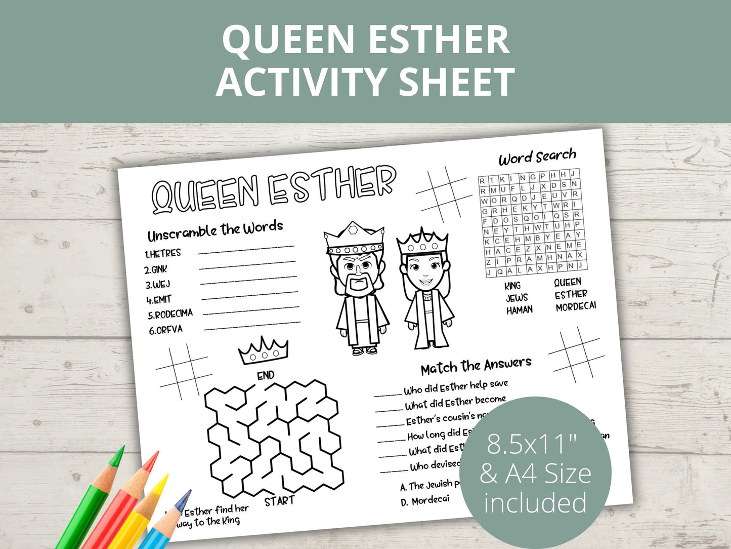 Queen Esther Printable Activity Page